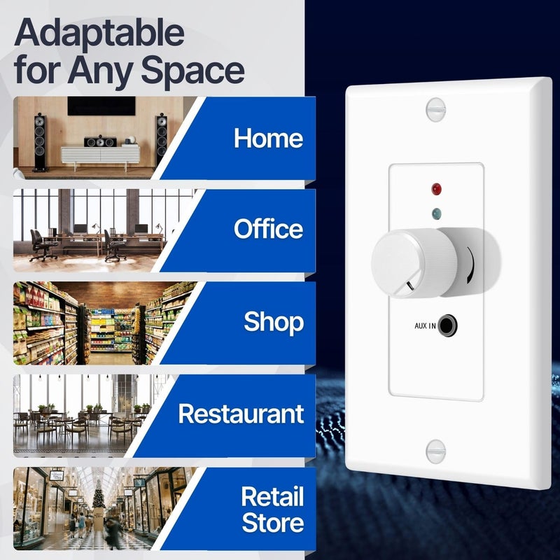 TNP Products TNP Wireless Bluetooth Audio Receiver Wall Plate Mount, 120W BT 5.0 aptX Music Streaming Adapter - Speakers Stereo Amplifier Audio Volume Control, 3.5mm AUX Input for Sound Speaker Systems - Image 3